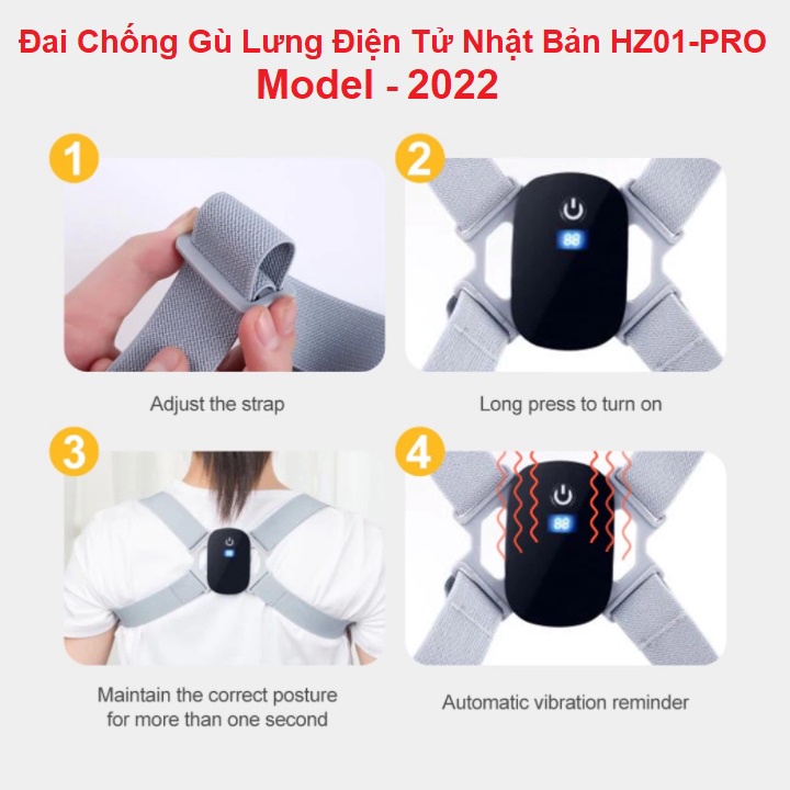 Đai Chống Gù Lưng Trẻ Em, Model HZ01-PRO Và HZ-808 - Trang Bị Cảm Biến Thông Minh - Rung Khi Ngồi Sai Tư Thế - Mới 2022