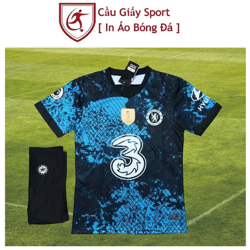 Bộ Quần Áo Bóng Đá Chelsea Xanh Đen Mè Thái ( Hỗ Trợ In Áo)