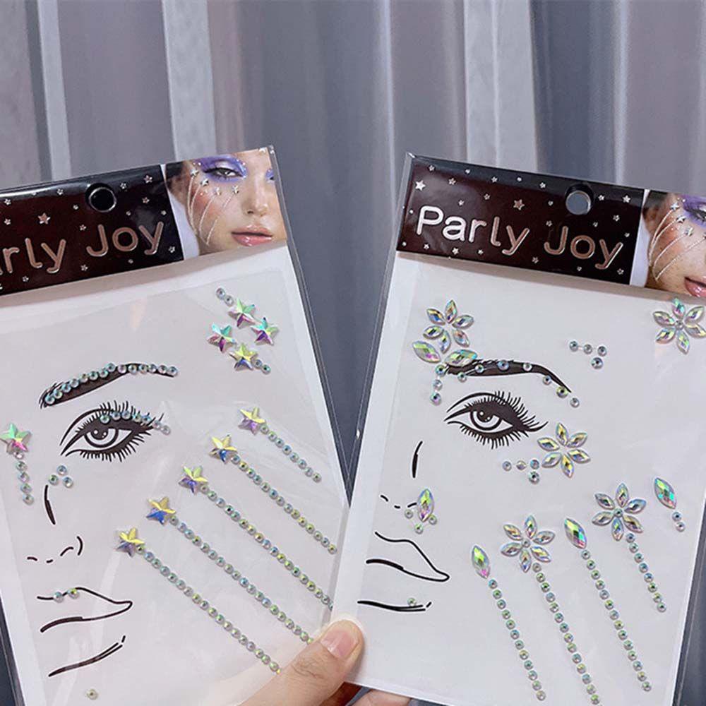 [Hàng mới về] Phụ kiện nhãn dán hình xăm tạm thời sáng bóng long lanh trang trí khuôn mặt khi dự tiệc