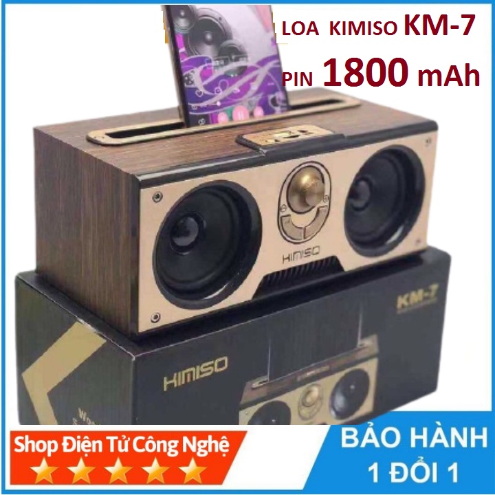 Loa Bluetooth KIMISO KM-S1, KM-7, Hỗ Trợ FM/AUX/USB/TF/MIC Vân Gỗ Cực Đẹp