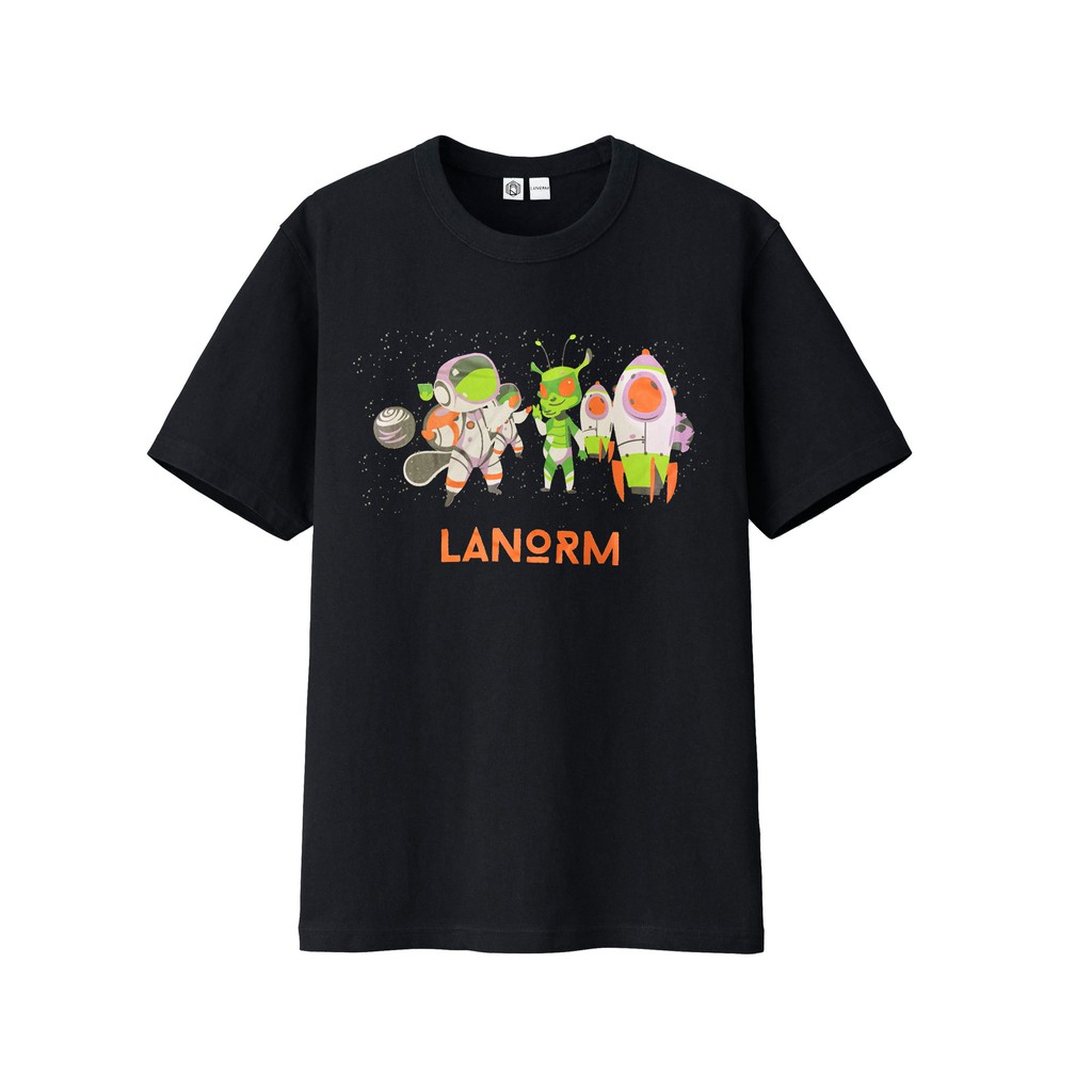 Áo thun LANORM ALIENS Unisex  Basic Tee phông hình cá mập nam nữ oversize form rộng màu đen và trắng