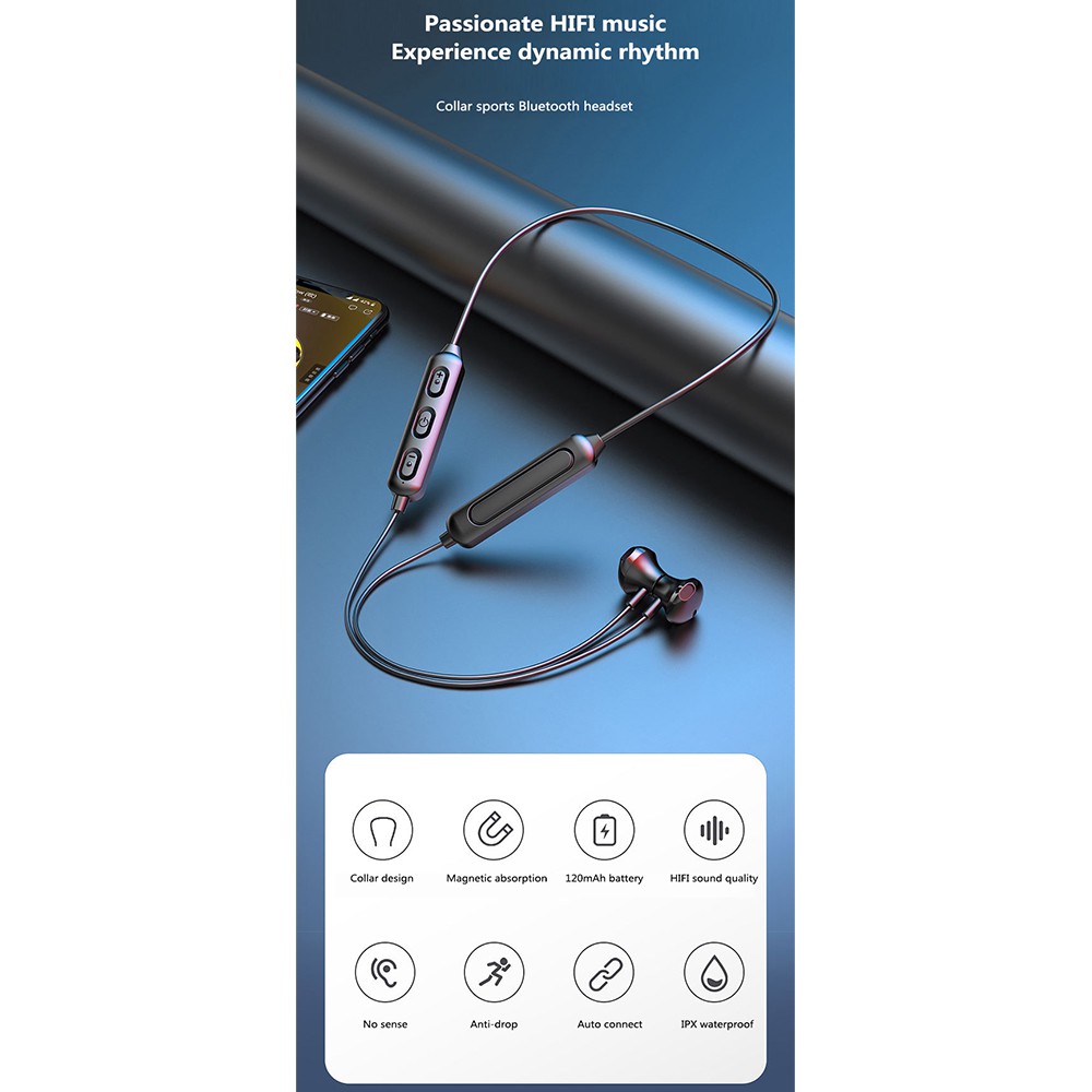 Tai Nghe Bluetooth 5.0 Bt95 Chống Thấm Nước Có Dây Đeo Cổ Tích Hợp Nam Châm Tiện Dụng | BigBuy360 - bigbuy360.vn