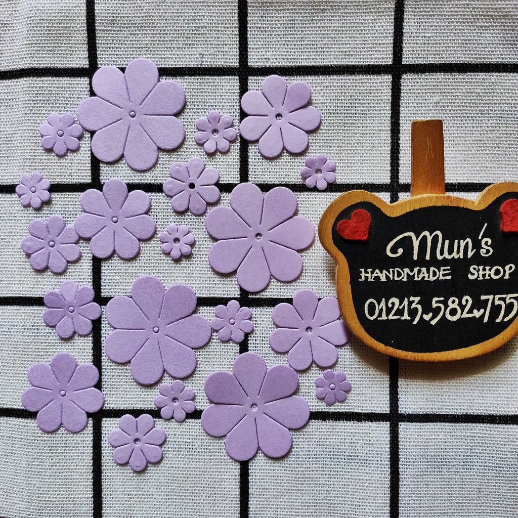 Set 20 hoa giấy 7 cánh tròn  - Trang trí thiệp, scrapbook, album ảnh