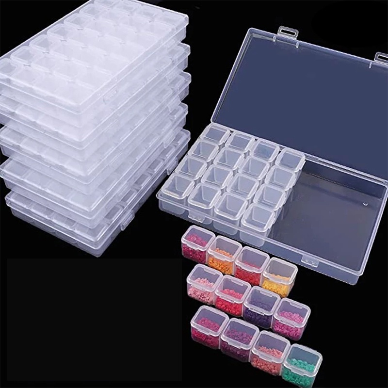 28 Girds Adjustable Transparent Plastic Jewelry Storage Box / Handmade DIY Multi-cell Jewelry Storage Basket for Painting,Beads, Earrings and Necklaces