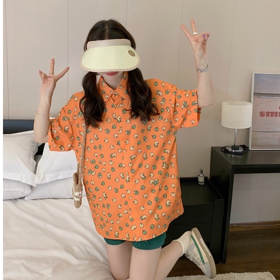 【ZHELIHANGFEI】Áo Sơ Mi Tay Dài Form Rộng Họa Tiết In Theo Phong Cách Nhật Bản Dễ Phối Đồ