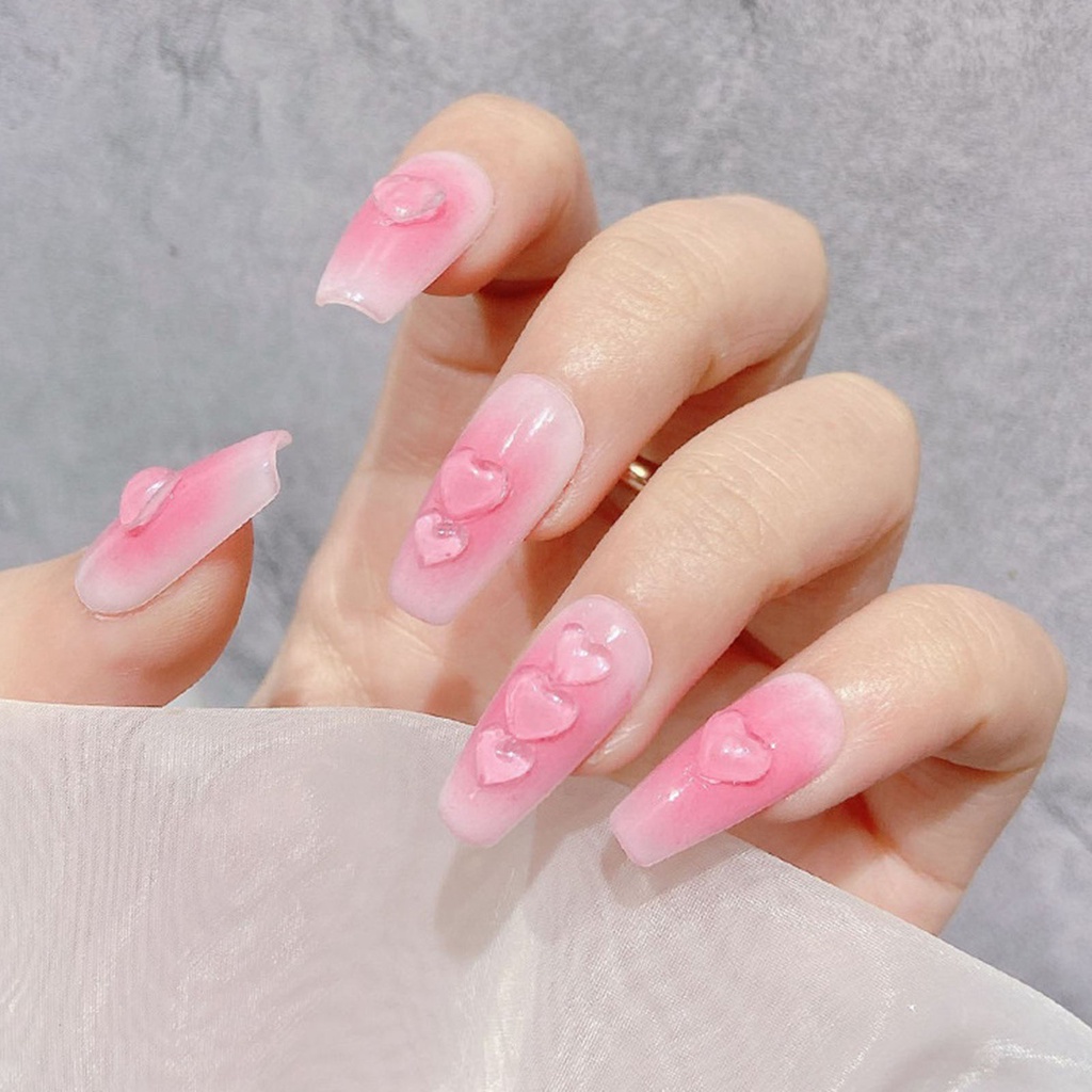 Túi 100 Phụ Kiện Trang Trí Móng Tay 3D Hình Trái Tim DIY