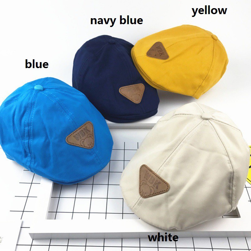 Mũ bê rê màu trơn hoạ tiết tam giác xinh xắn cho bé