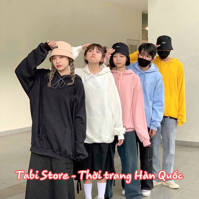 Áo hoodie trơn nỉ bông Hàn Quốc