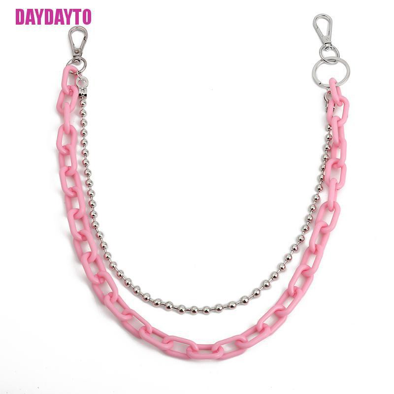 Dây Xích Hai Lớp Bằng Acrylic Phong Cách Punk Hip Hop Cá Tính Cho Quần