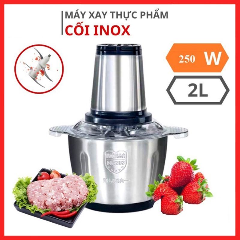 MÁY XAY THỊT 2 LÍT CỐI INOX 304 , 4 LƯỠI XAY SIÊU SẮC