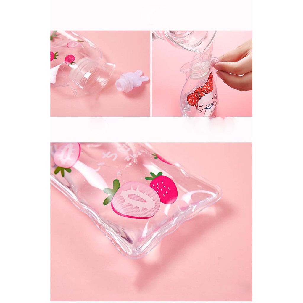 Túi Sưởi Túi Chườm Ấm Mùa Đông Giảm Đau Bụng Nhung Mềm/ Trong Suốt 350ml Nhiều Hình Cute