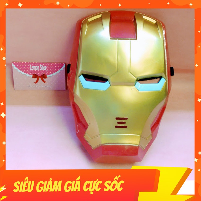 Đồ Chơi Mặt Nạ Ironman - Mặt Nạ Người Sắt Có Đèn Phát Sáng Xanh, Nhựa Cao Cấp, Siêu Chắc Chắn