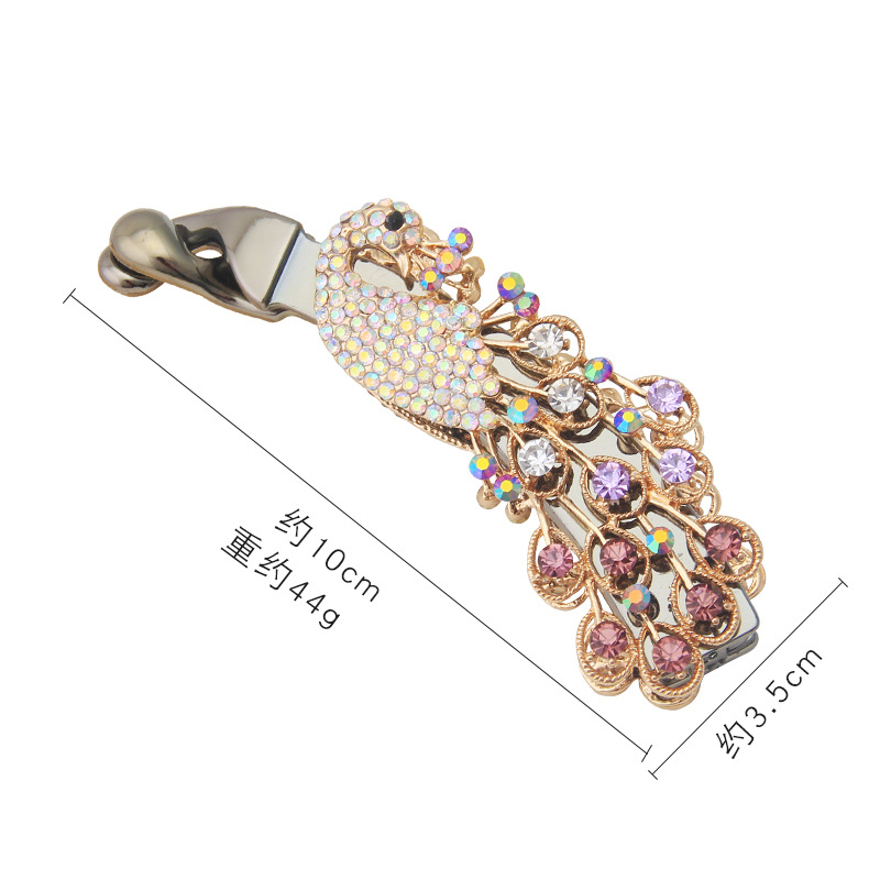 Phụ Kiện Tóc Rhinestone Kẹp Tóc Thạch Anh Tím Tóc Đuôi Ngựa Kẹp Dọc Hàn Quốc Con Công Bướm Kim Cương Chuối Kẹp Tóc & Kẹp Tóc