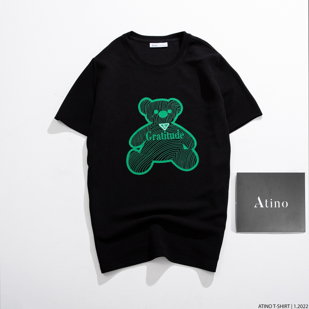 Áo Phông Cộc Tay Cổ Tròn In Hình Gấu GAUKE ATINO chất liệu Cotton thoáng mát bền form Regular AP1.2022