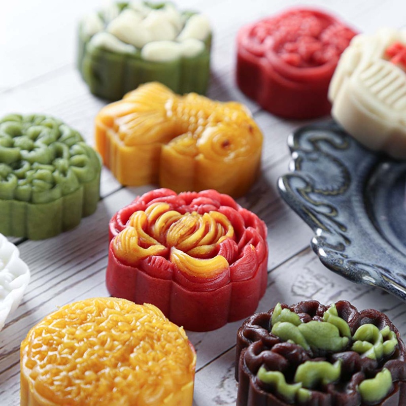 Khuôn Nhựa Làm Bánh Trung Thu 50g Có 6 Khuôn In Ấn Đa Dạng Cho Nhà Bếp