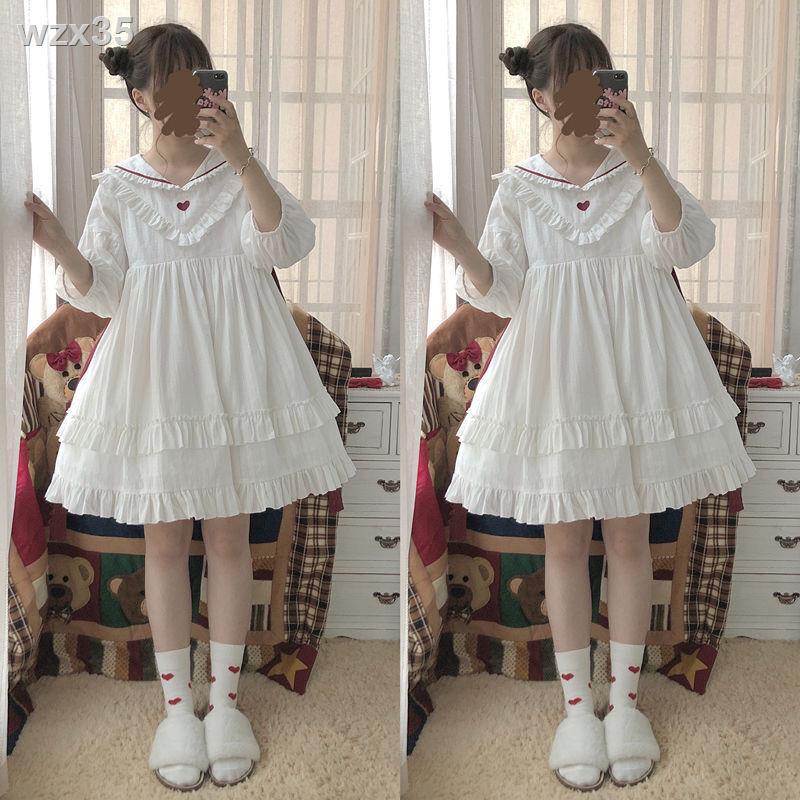 Lolita mùa hè Cô gái mềm mại Nhật Bản ren dễ thương Học sinh Hàn Quốc cổ áo búp bê khâu lỏng lẻo