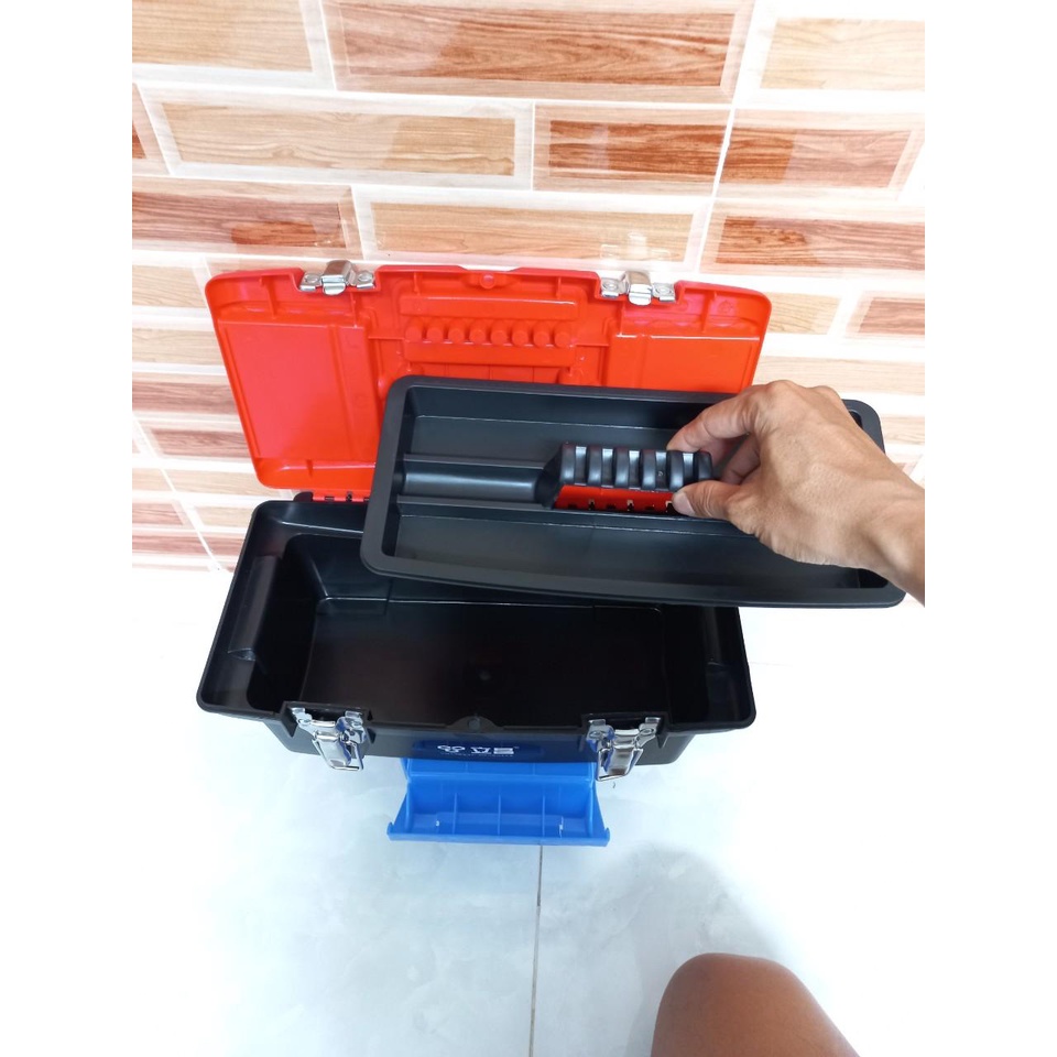 THÙNG ĐỰNG ĐỒ NGHỀ DỤNG CỤ SỬA CHỮA MÀU ĐỎ 02 MÓC KHÓA KIM LOẠI 02 SIZE 33x16x13