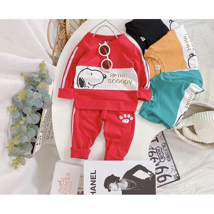 Bộ dài tay bé trai cotton in hình dễ thương cho bé trai và bé gái từ 8-20kg