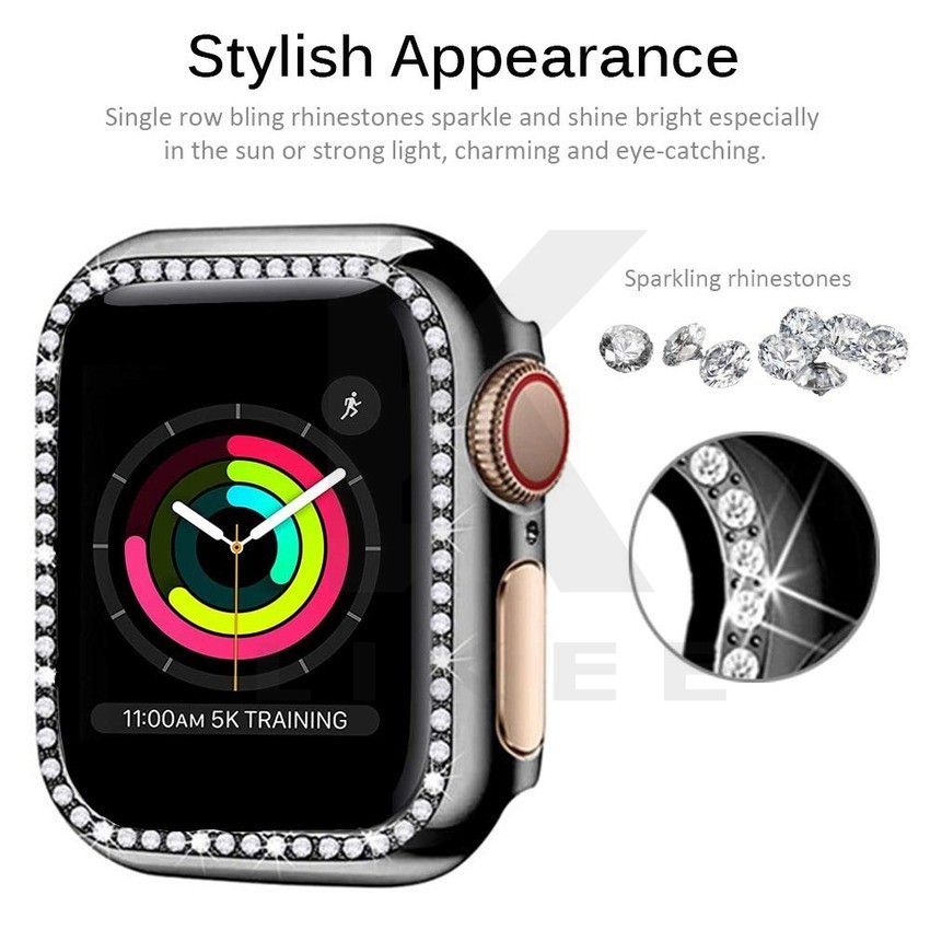 Ốp lưng kim cương mới cho Apple Watch Cover Case 38 vỏ bảo vệ toàn diện 38 40 mm cho iWatch Series 6 5 4 3 2 42 44 mm