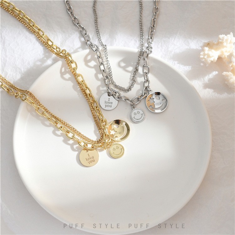 Vòng Cổ Hai Lớp Mặt Cười B0024 Cá Tính