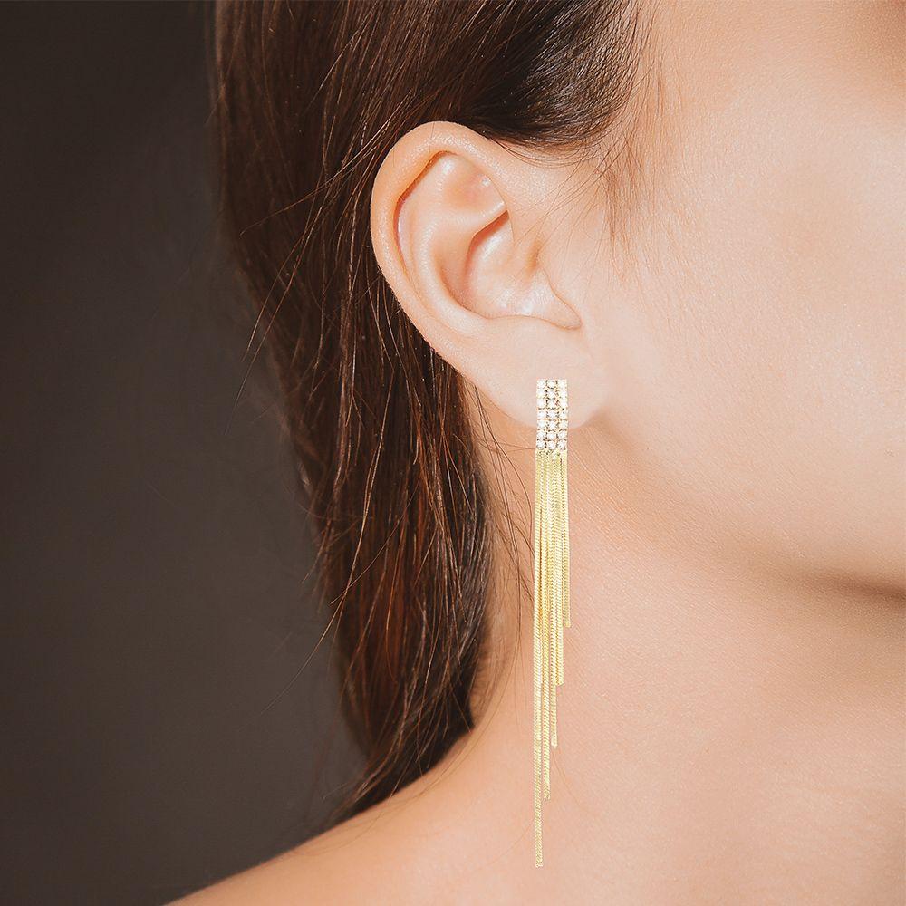 Bông Tai HS Đẹp|Bông Tai Dáng Dài Đính Đá Sang Trọng Cho Cô Dâu