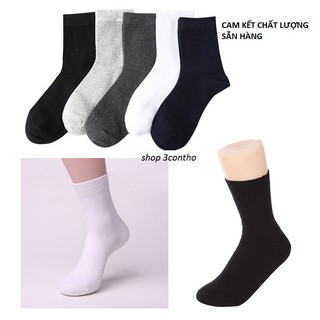 5 ĐÔI Tất nữ trắng trơn, tất nữ đen trơn cổ cao xuất Nhật