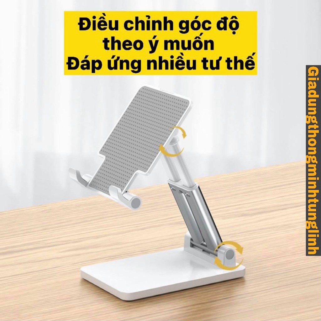 Giá Đỡ Kệ Ipad Điện Thoại Máy Tính Bảng Tăng Giảm Chiều Cao- Giá kẹp dt gấp gọn để bàn, hợp kim nhôm cao cấp chắc chắn