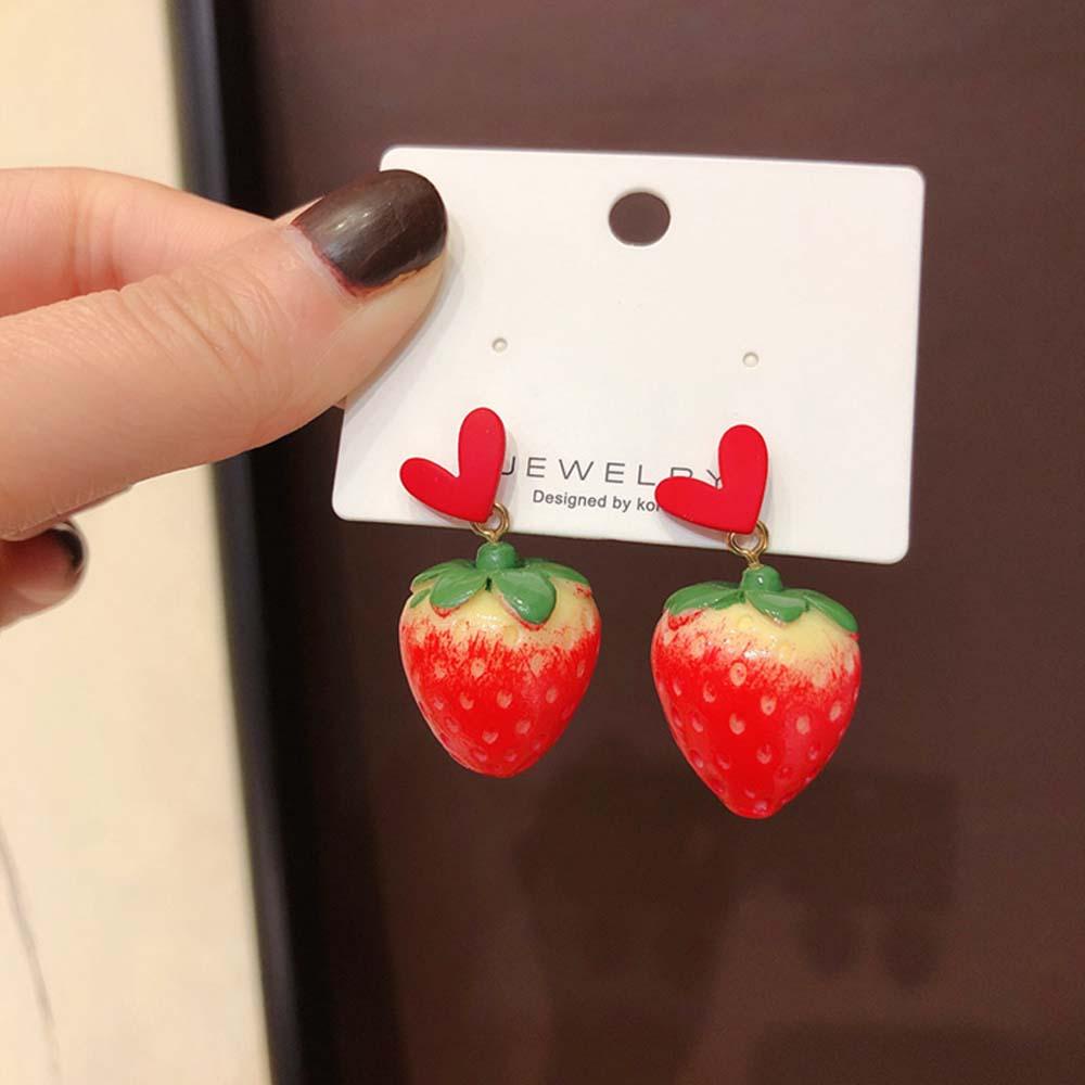 Khuyên Tai Lủng Lẳng Mặt Dâu Tây Dễ Thương Hợp Thời Trang Cho Bạn