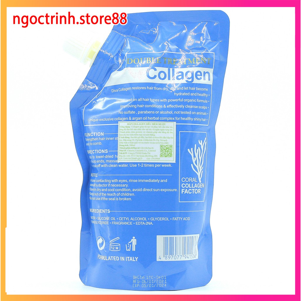 Ủ TÓC, KEM XẢ TÓC, KEM Ủ TÓC  PHỤC HỒI COLLAGEN DIVA HÀNG CÔNG TY CHÍNH HÃNG TÚI  500ML | BigBuy360 - bigbuy360.vn