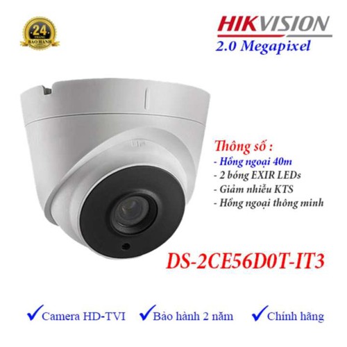 [TRỌN BỘ 1-4] CAMERA 2.0M HỒNG NGOẠI 40M HIKVISION DS-2CE16D0T-IT3(camera 2mp hồng ngoại 40m)