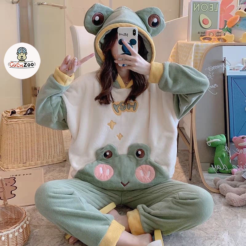 Set bộ nữ FROG Set bộ lông mặc nhà thu đông cho nữ - CUTE_ZOO