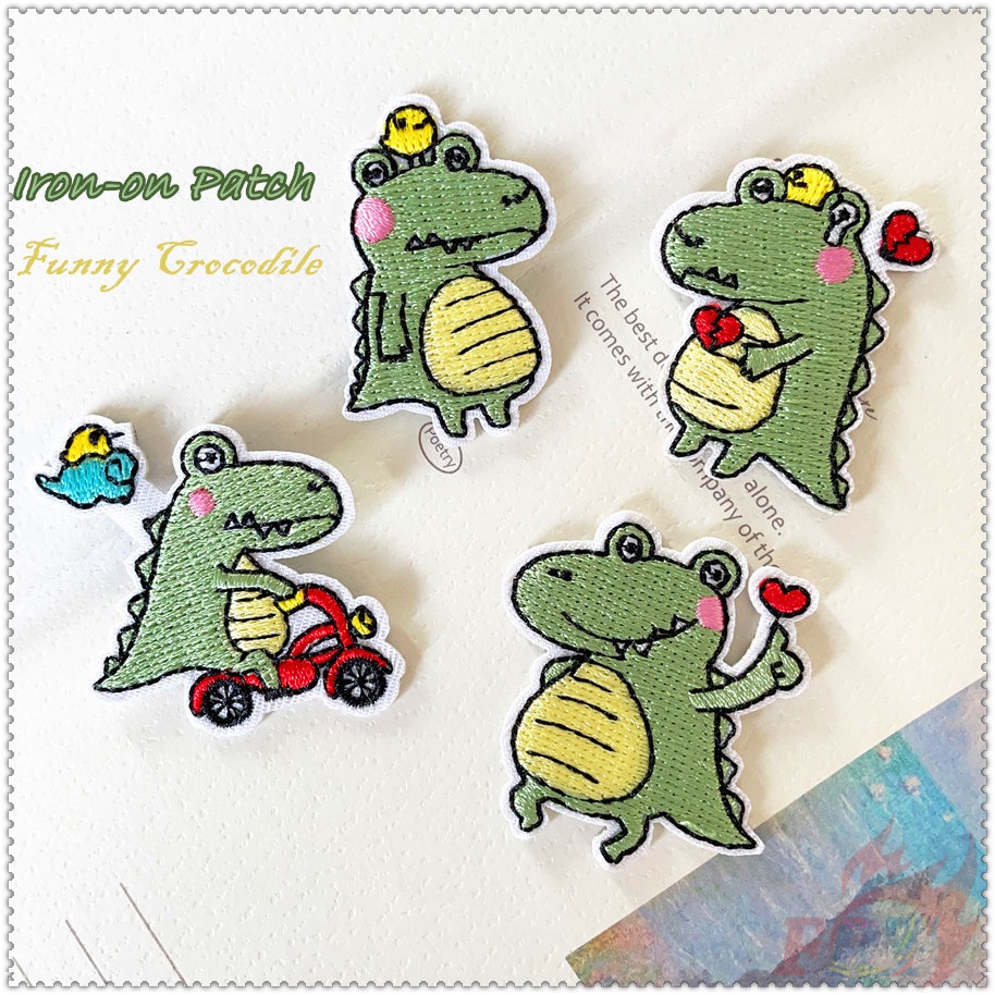 ✿ Sticker Ủi Thêu Hình Cá Sấu Dễ Thương ✿ 1 Sticker Ủi Thêu Hình Huy Hiệu