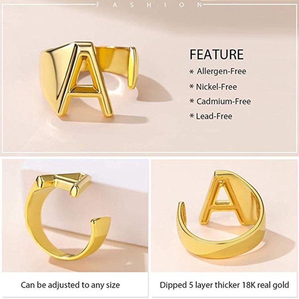 Nhẫn Hở Khắc Chữ Cái A-Z Phong Cách Unisex