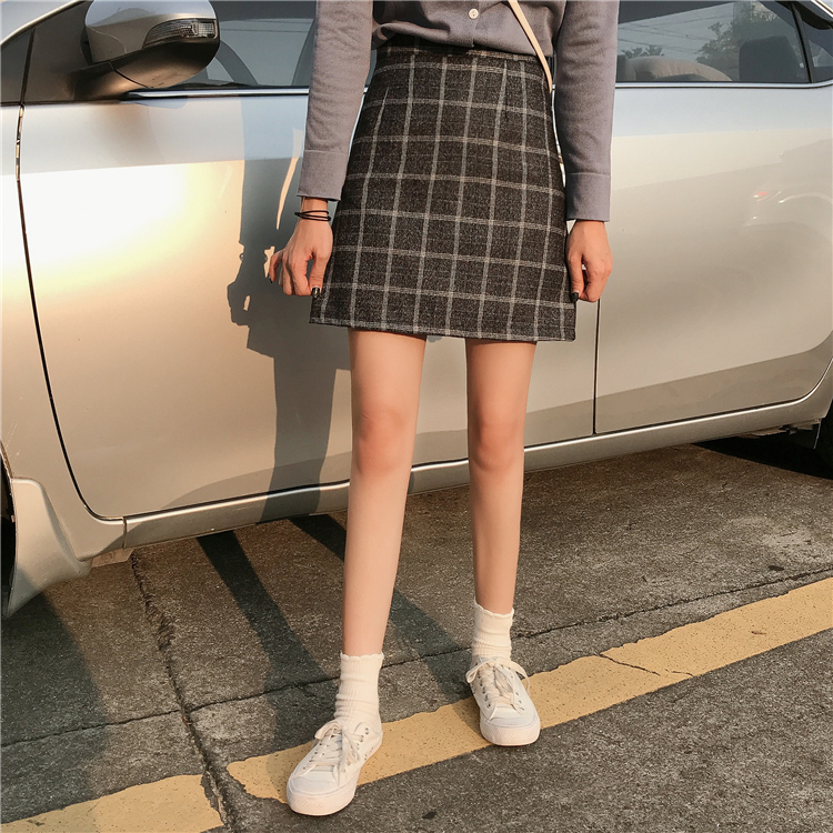 Chân Váy Chữ A Lưng Cao Họa Tiết Sọc Caro Phong Cách Retro Hàn Quốc | BigBuy360 - bigbuy360.vn