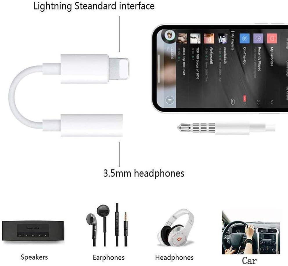 Đầu Chuyển Đổi Âm Thanh Tai Nghe 3.5mm Màu Trắng Cho Ipad Iphone 11 / 12 Pro Max Ios Hệ Thống Hệ Thống Android