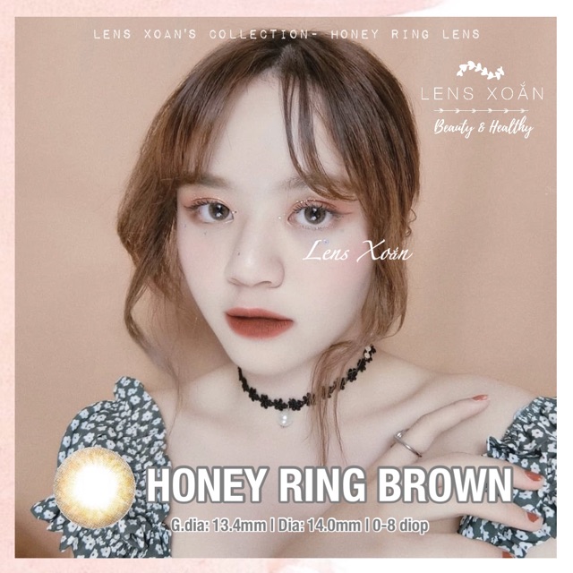 Áp tròng HONEY RING BROWN- OLENS ( LENS XOẮN): Lens nâu vàng trong sáng nhẹ