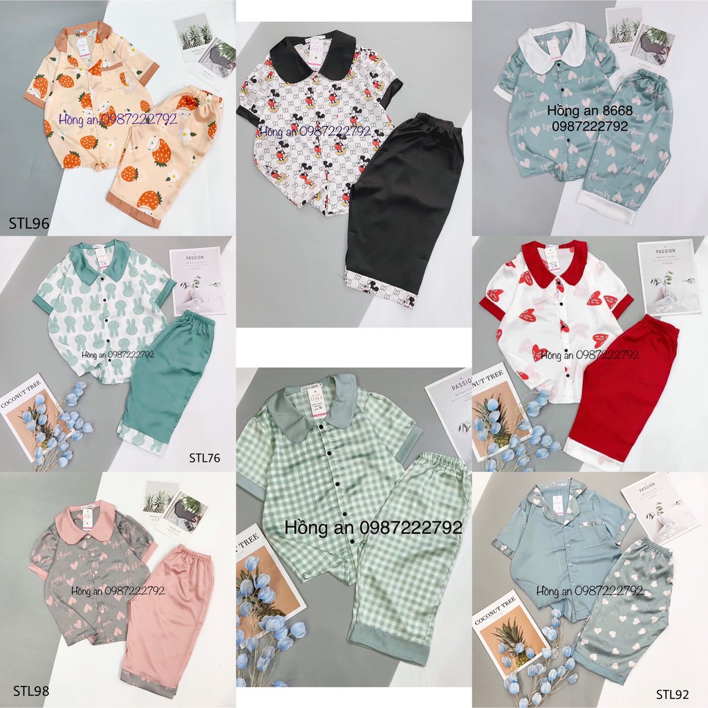 Bộ Lụa LửngBộ Pijama quần ngố cao cấp hoạ tiết kute (SIÊU MÁT MỊN)(ẢNH VIDEO THẬT)