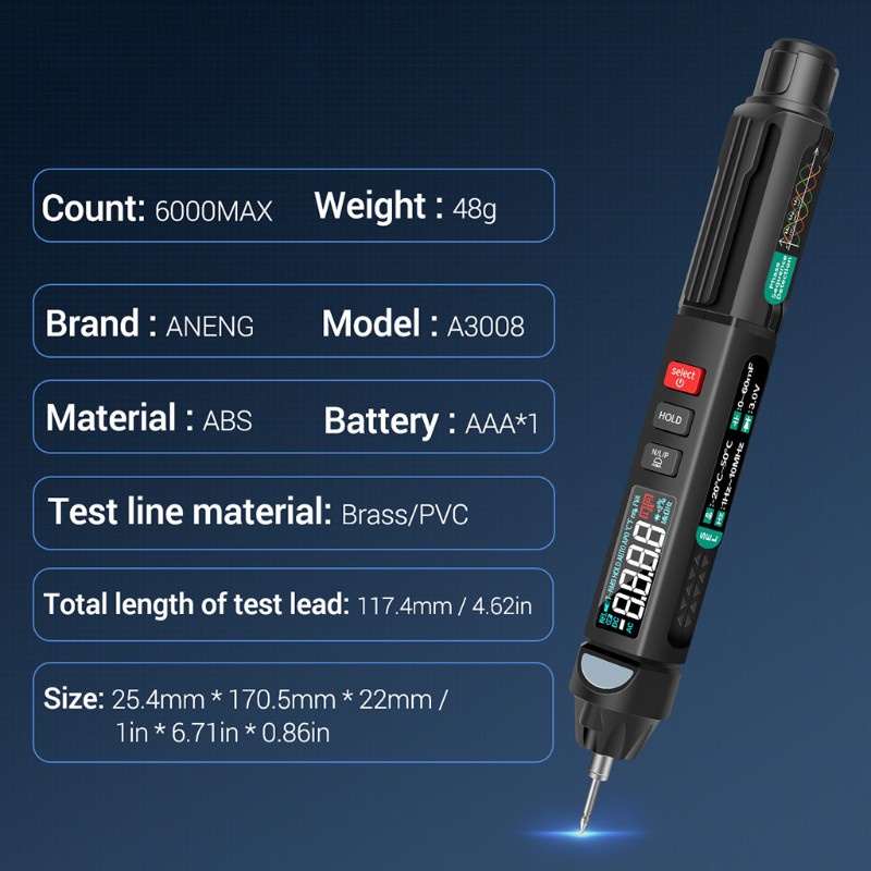 SPMH Digital Intelligent Professional Multimeter Sensor Pen Tester AC Voltage Meter Non-Contact Voltmeter Electric Tool A3008