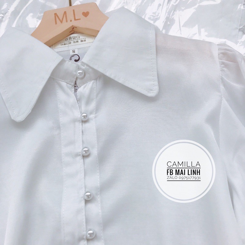 ⚡️SƠ MI TRẮNG⚡️ Sơ mi trắng cúc ngọc tay chun