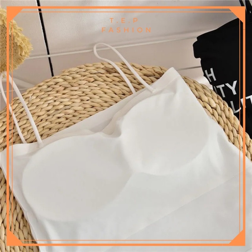 [CÓ MÚT NGỰC]Áo Hai Dây Croptop Hai Dây Sợi Bún Su Đúc Không Viền Siêu Mát Co Dãn BigSize 60kg TepFashion - A2D004