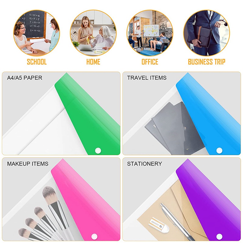 Set 12 Túi Đựng Tài Liệu Khổ A4 A4 Bằng Nhựa Có Thể Mở Rộng Tiện Dụng