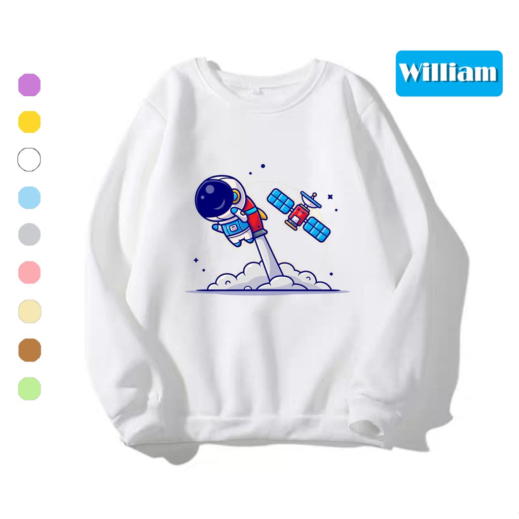 Áo sweater nam nữ in hình Du Hành Gia dễ thương cute, chất nỉ dày dặn, hợp làm áo cặp William - DS157