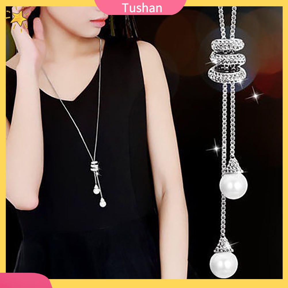 Dây chuyền nữ mặt ngọc trai giả đính kim cương nhân tạo thời trang