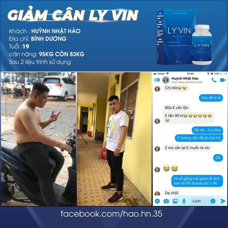 Giảm Cân LY’VIN GIẢM 3-6KG Sau 1 liệu trình ( 1 tháng ) Có tặng kèm detox