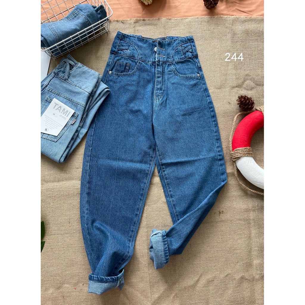 QUẦN JEAN BAGGY NỮ CẠP CAO PHỐI LƯNG QUẦN KIỂU MS 244 [CLIP THẬT] [FREESHIP] hàng loại 1, VẢI DÀY