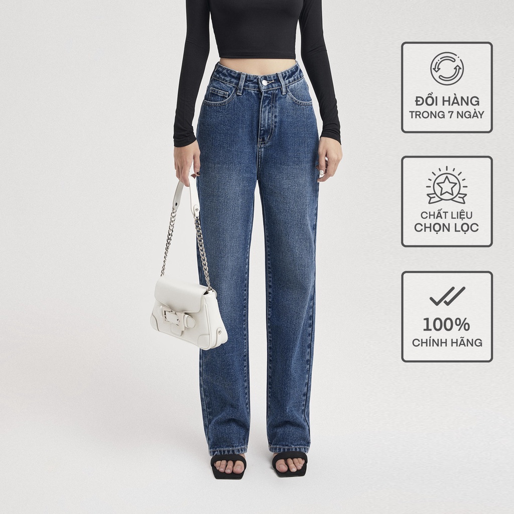 Quần Jeans Ống Đứng Nữ BUSY Jeans Mềm Cotton Không Co Giãn QJĐ