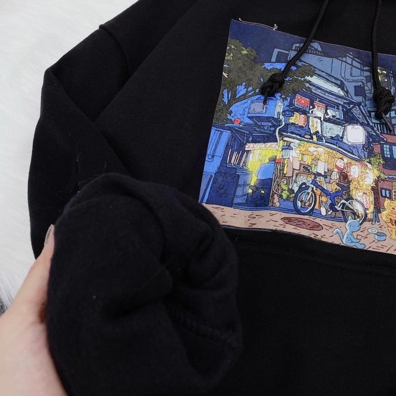 Áo Hoodie Nỉ Lót Bông PHỐ MÈO Unisex