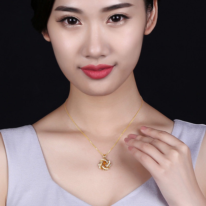 Vòng cổ Mạ Vàng 925 Mặt Đá Sapphire Bạc 18K Sang Trọng