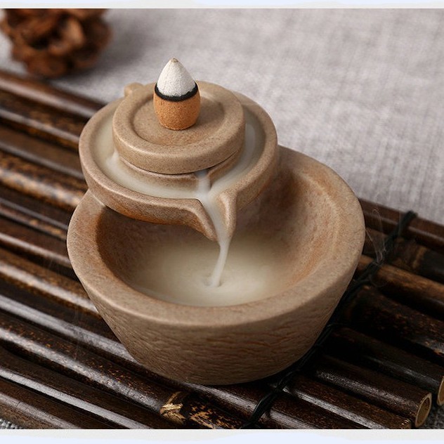 Thác Khói Trầm Hương Cao Cấp - Thác Đốt Trầm Mini - Cối Rời Kem