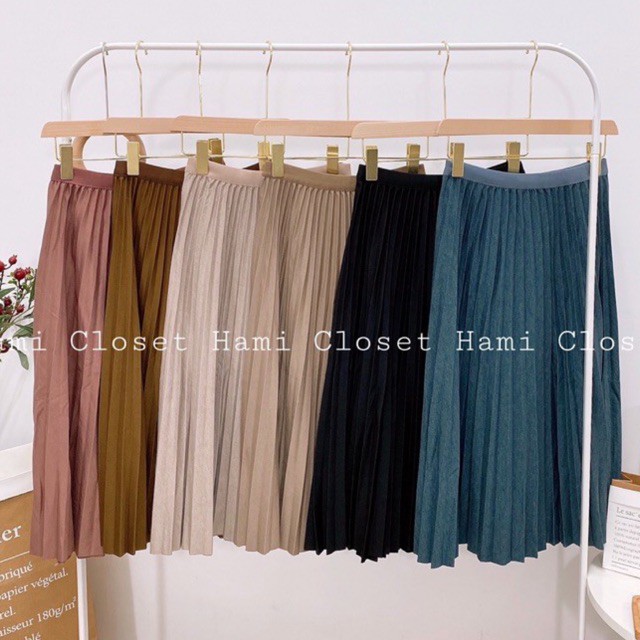 Chân váy xếp ly dáng midi chất dạ pha mịn hàng chuẩn quảng châu cao cấp mã CVD1955 | BigBuy360 - bigbuy360.vn